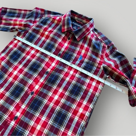 NWOT U.S. POLO ASSN. Blue/Red/White  Plaid Button Down Long Sleeve Shirt - Picture 5 of 16